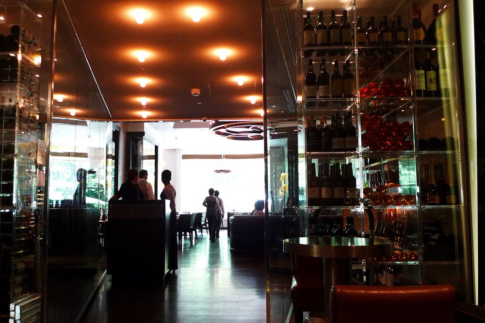 Inside Dinner by Heston Blumenthal, Knightsbridge, looking from the bar towards the dining room