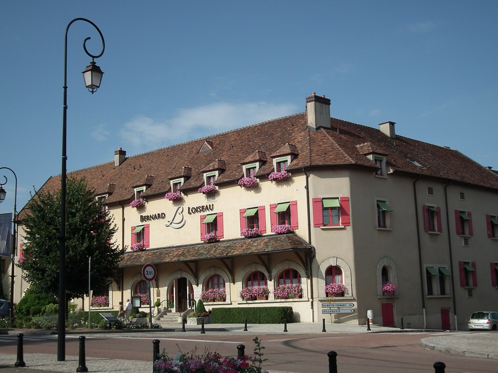 The Relais Bernard Loiseau building in Saulieu, home of La Côte d'Or, with the Bernard Loiseau sign