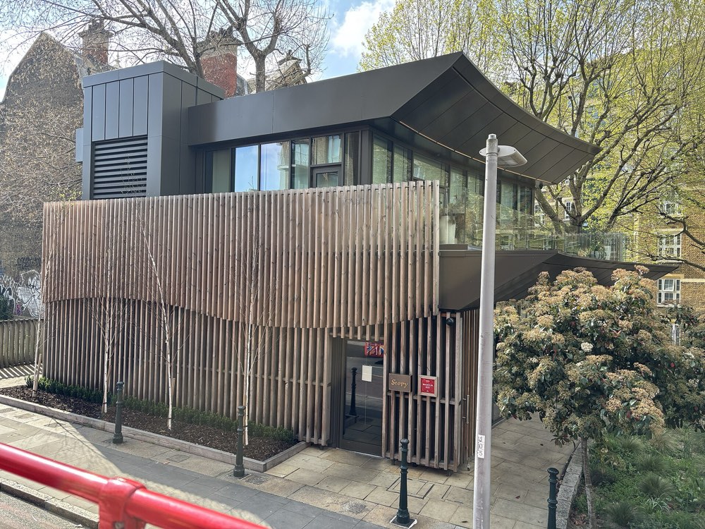 The timber-clad building of Restaurant Story on Tooley Street, London