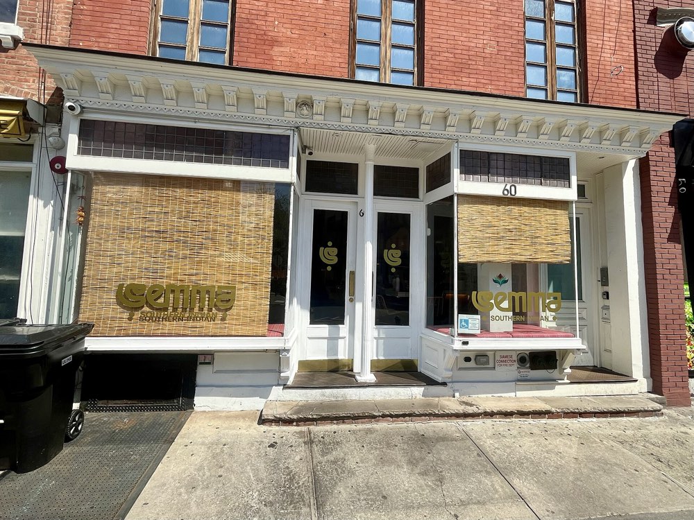 The storefront of Semma with its name on the blinds at 60 Greenwich Avenue, New York