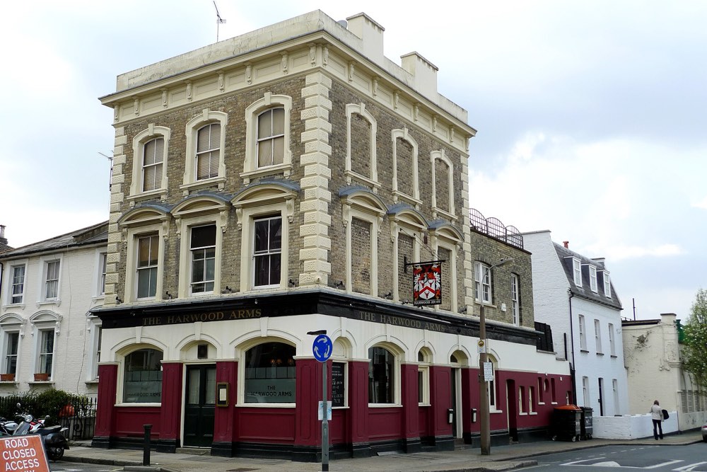 The Harwood Arms pub on Walham Grove, Fulham, London